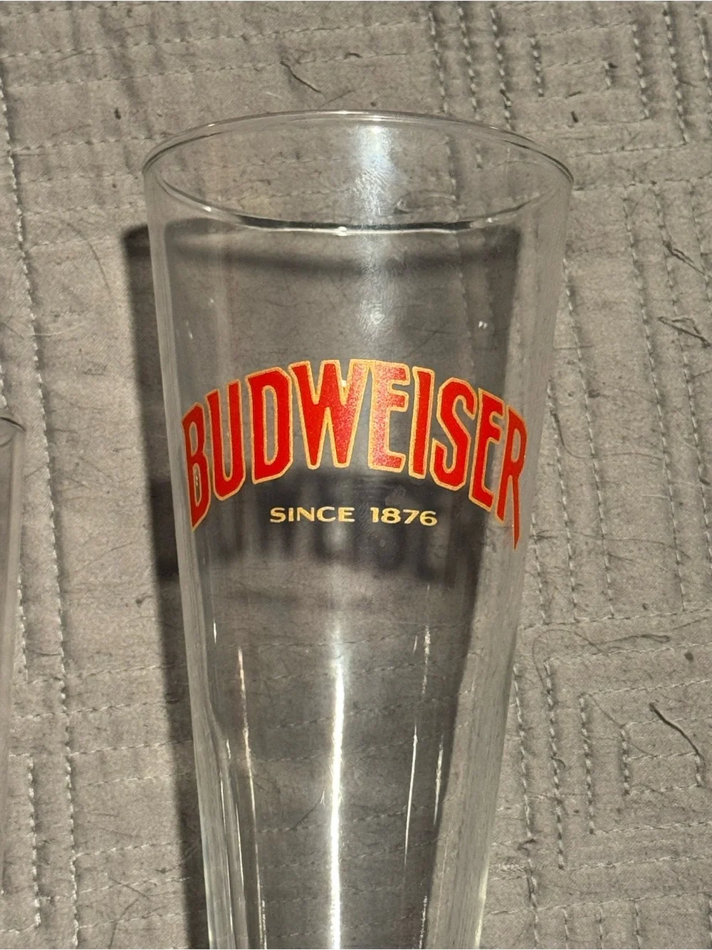 Budweiser Clear Pilsner Glasses with Red Logo - Pair